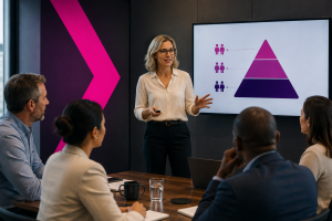 Picture of woman presenting in Michelle Bowden keynote speaker's article called Workforce planners: 10 ways to build your credibility in the boardroom